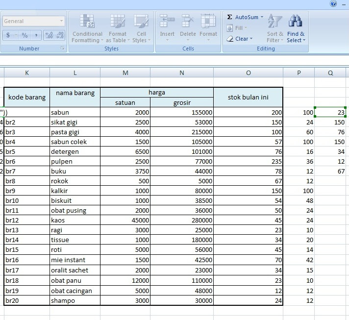 [Tutorial] Contoh Daftar Harga Barang Di Excel Dengan Gambar