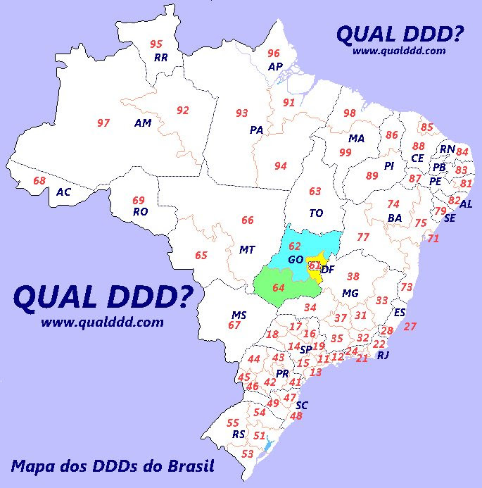 Get directions, maps, and traffic for rio verde, goiás. Mapa De Ddd De Goias Mapas De Ddds De Goias Qual Ddd Qual O Ddd Da Sua Cidade Qual O Codigo Da Cidade
