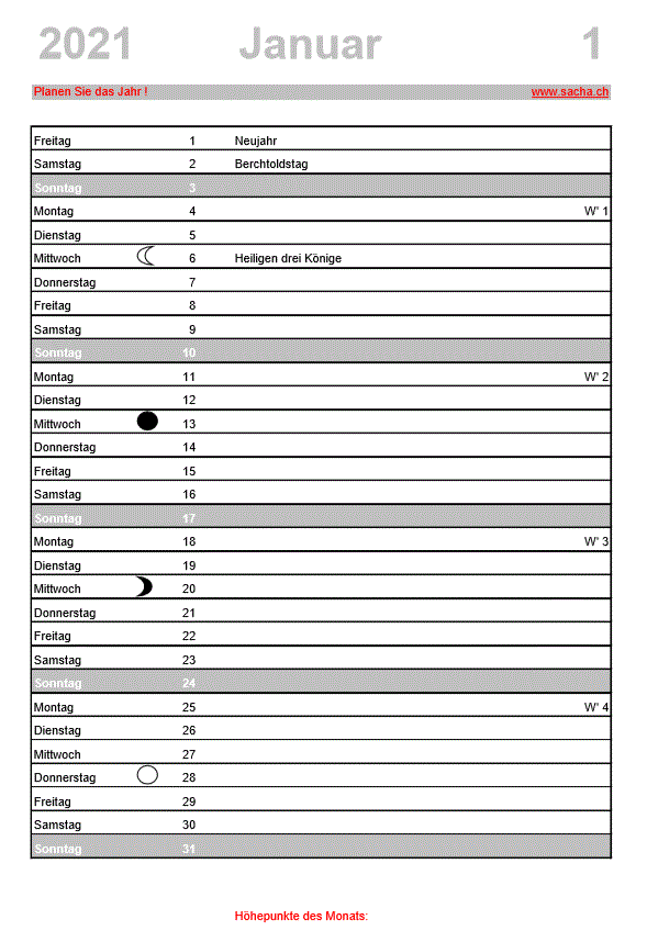 Januar 2021 und endet am freitag, den 31.dezember 2021. Kalender Zum Ausdrucken 2021 2022