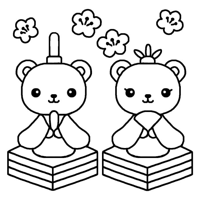 新着ひな人形 イラスト 白黒 最高の動物画像