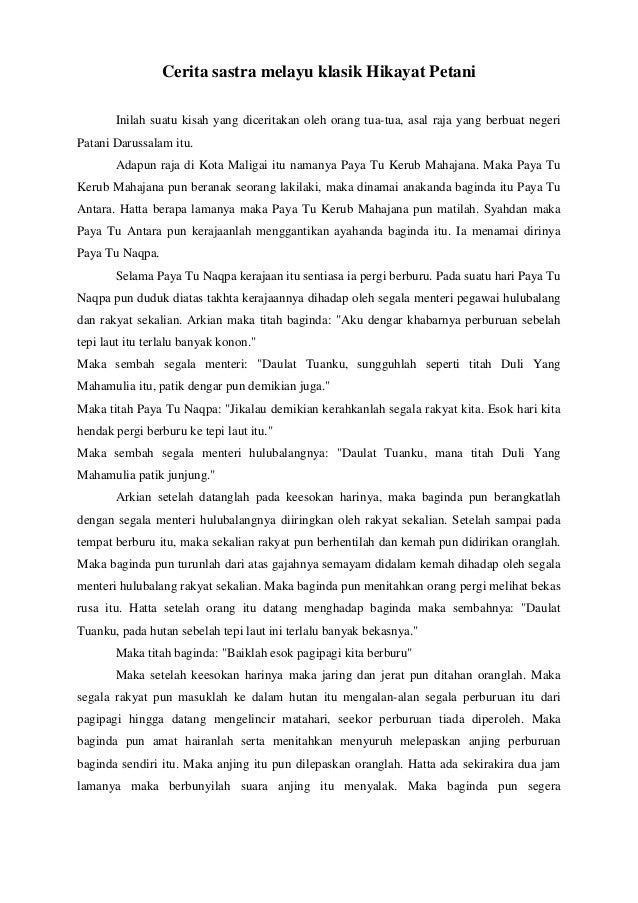 Contoh Cerita Hikayat Sastra Melayu Klasik - Fontoh