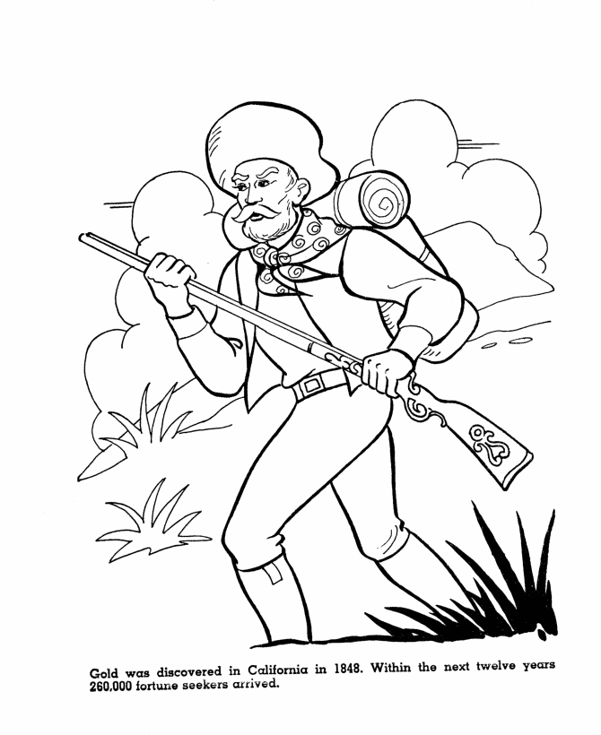 Coloring gold rush coloring pages. Usa Printables California Gold Discovery Us History Coloring Pages