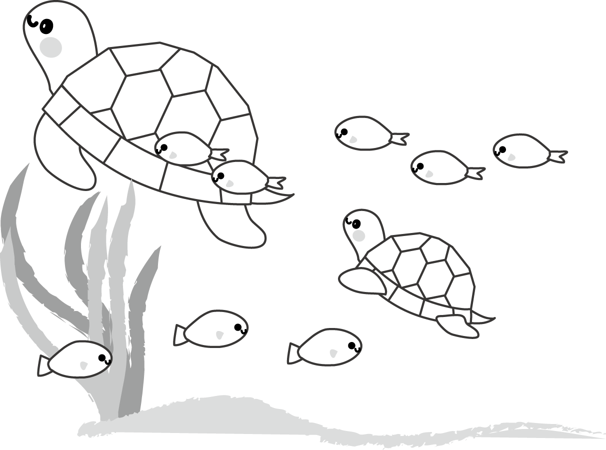 元の魚 イラスト 白黒 シンプル スーパーイラストコレクション