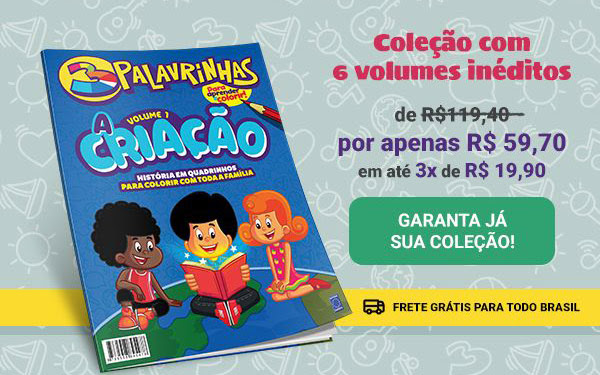 Coleção com 6 volumes inéditos de História em Quadrinhos para Colorir 3 Palavrinhas