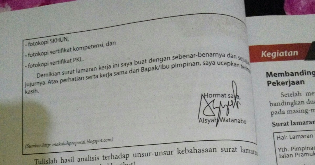 Unsur Kebahasaan Surat Lamaran Pekerjaan Dan Penjelasannya