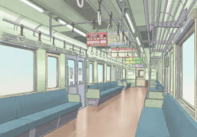 無料ダウンロードイラスト 電車 車内 美しい花の画像