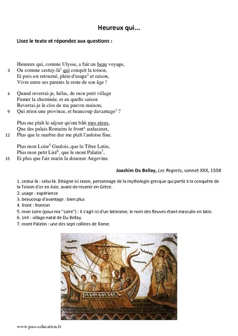 La Poesie Heureux Qui Comme Ulysse
