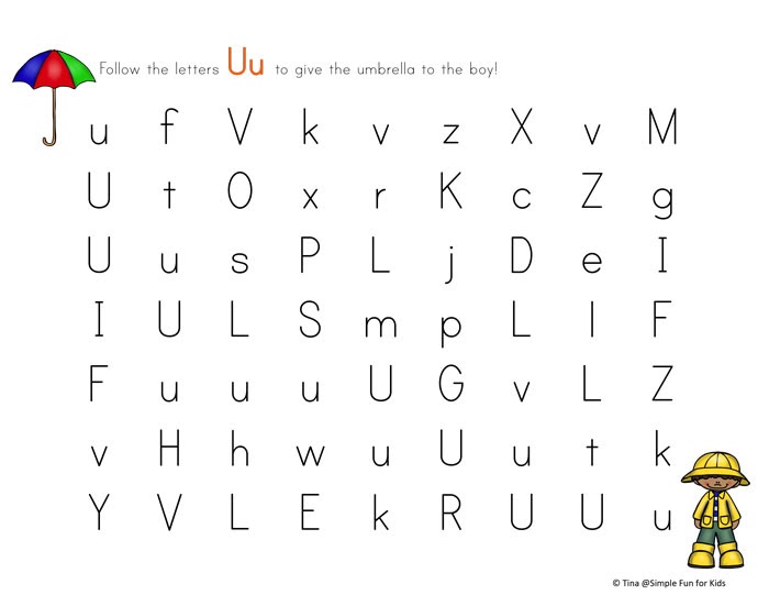 5 the letter u worksheet for kindergarten