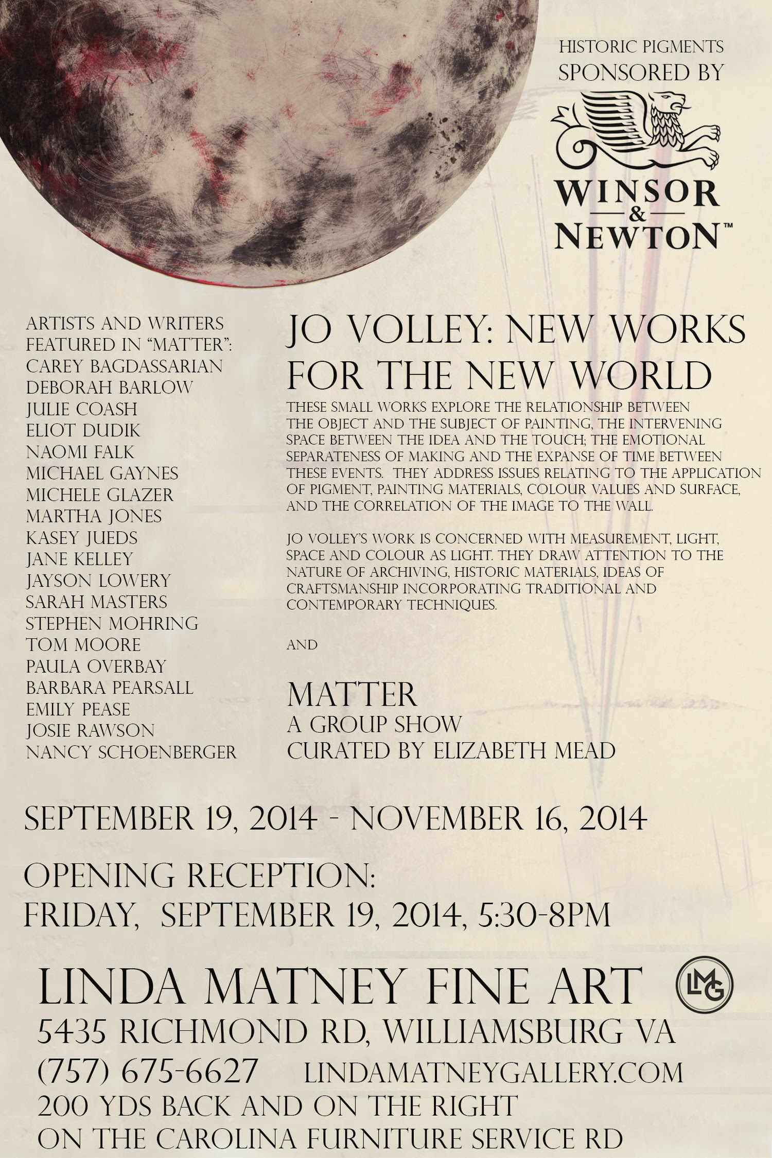 Subscribe to access price results for 150000 artists! Opening Reception For Jo Volley New Works For The New World And Matter Linda Matney Gallery