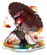 狐面 和風 かっこいい 女の子 イラスト 1345