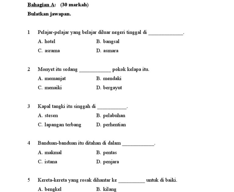 Contoh Soalan Bahasa Melayu Tahun 5 Format Baru - Viral Blog h