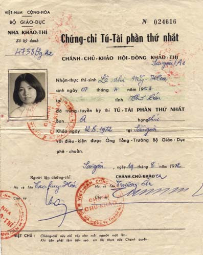 Chứng chỉ Tú Tài 1