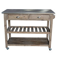Sonoma wire brush kitchen cart wood base with metal top