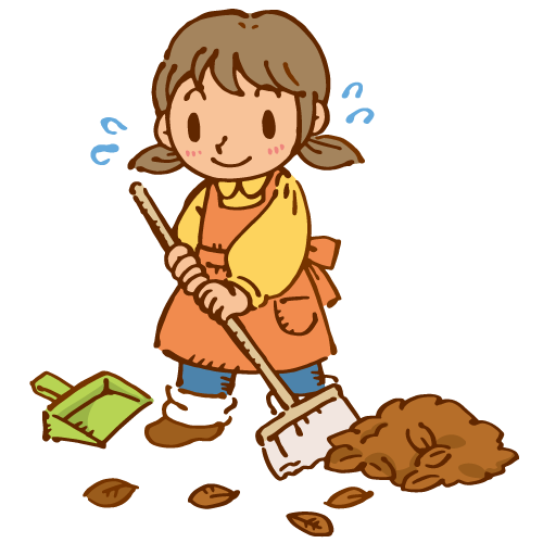 動物画像無料 ぜいたく落ち葉掃き イラスト