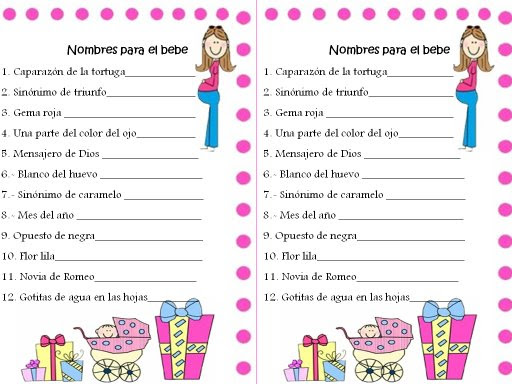 Shower Baby Divertidos Juegos Baby Shower Para Imprimir