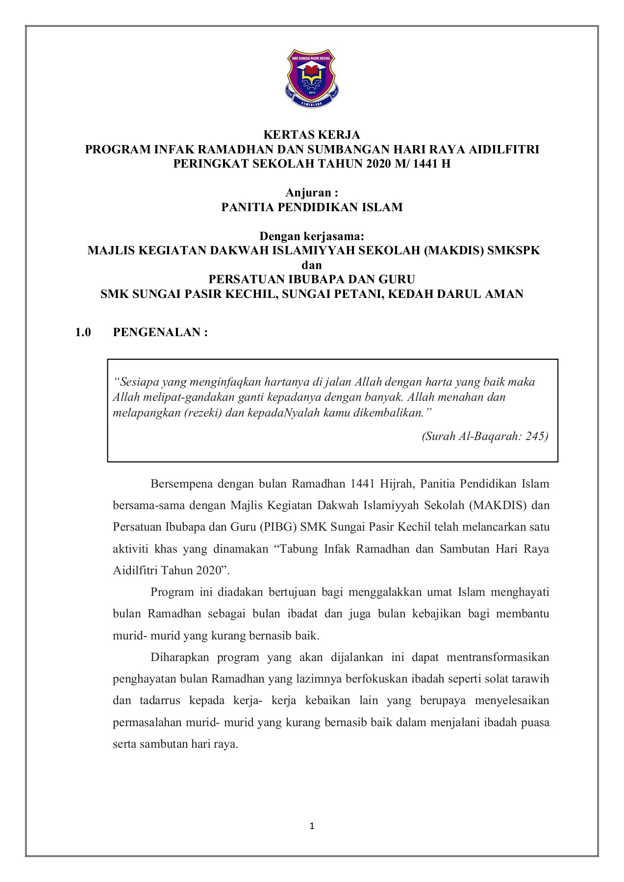 kertas kerja mohon sumbangan