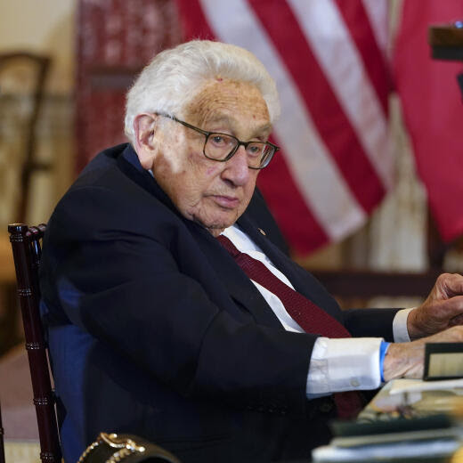 FILE - Former U.S. Secretary of State Henry Kissinger attends a luncheon with French President Emmanuel Macron, Vice President Kamala Harris and Secretary of State Antony Blinken, Thursday, Dec. 1, 2022, at the State Department in Washington. Kissinger marks his 100th birthday on Saturday, May 27, 2023, outlasting many of his political contemporaries who guided the United States through one of its most tumultuous periods including the presidency of Richard Nixon and the Vietnam War. (AP Photo/Jacquelyn Martin, File)
Henry Kissinger