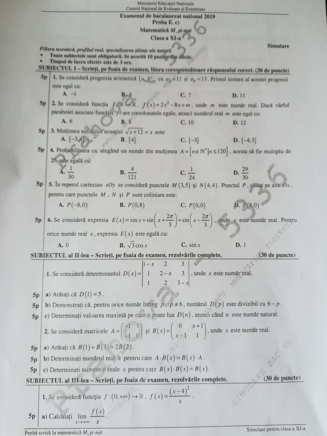 Subiecte Simulare Matematica 2021 - Simulare Bacalaureat ...