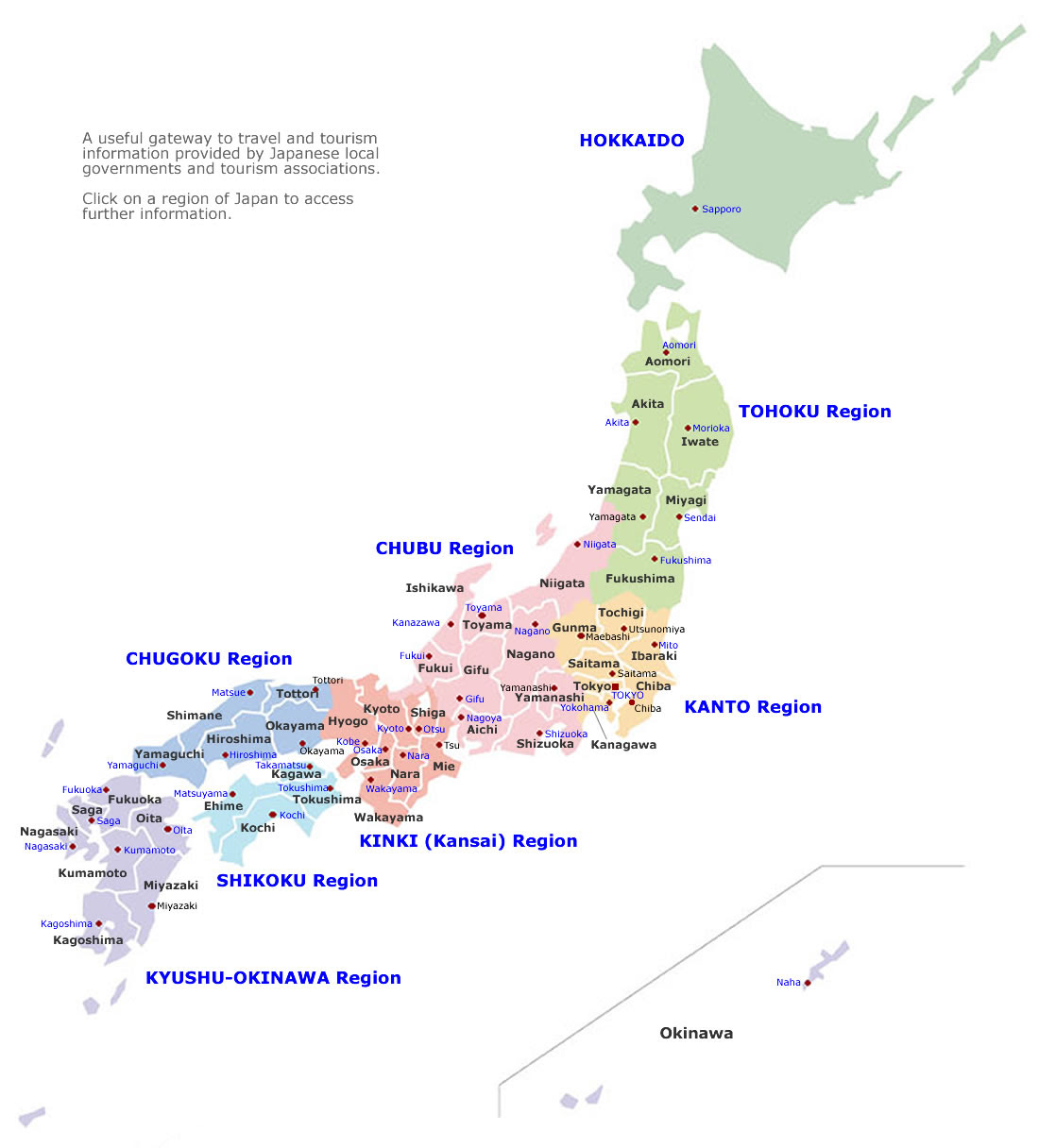 Jungle Maps Map Of Japan By Region