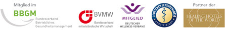 PLUS-X-Award, Mitglied im Bundesverband Betriebliches Gesundheitsmanagement, Partner der Healing Hotels of the world