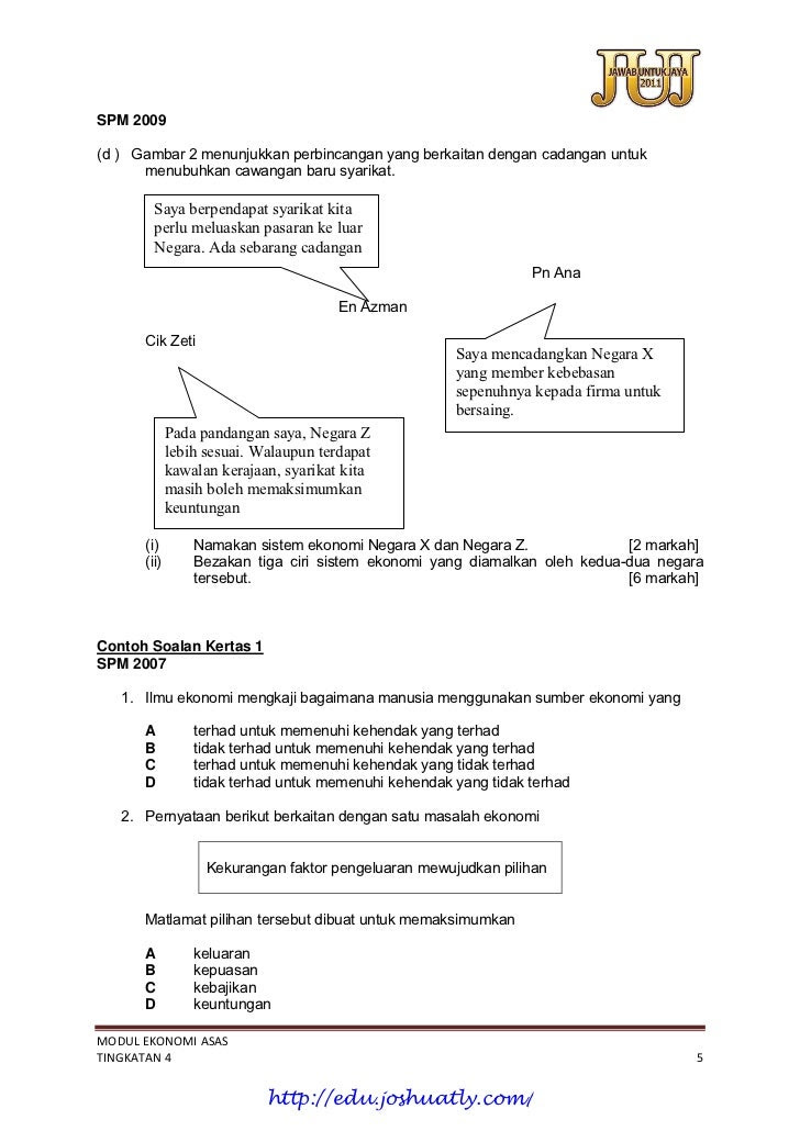 Contoh Soalan Spm Ekonomi Asas - Selangor r