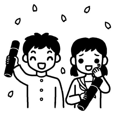 無料イラスト画像 上卒業 イラスト 白黒