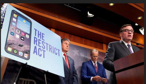 Stock photo of Congressman announcing ther Restrict Act.