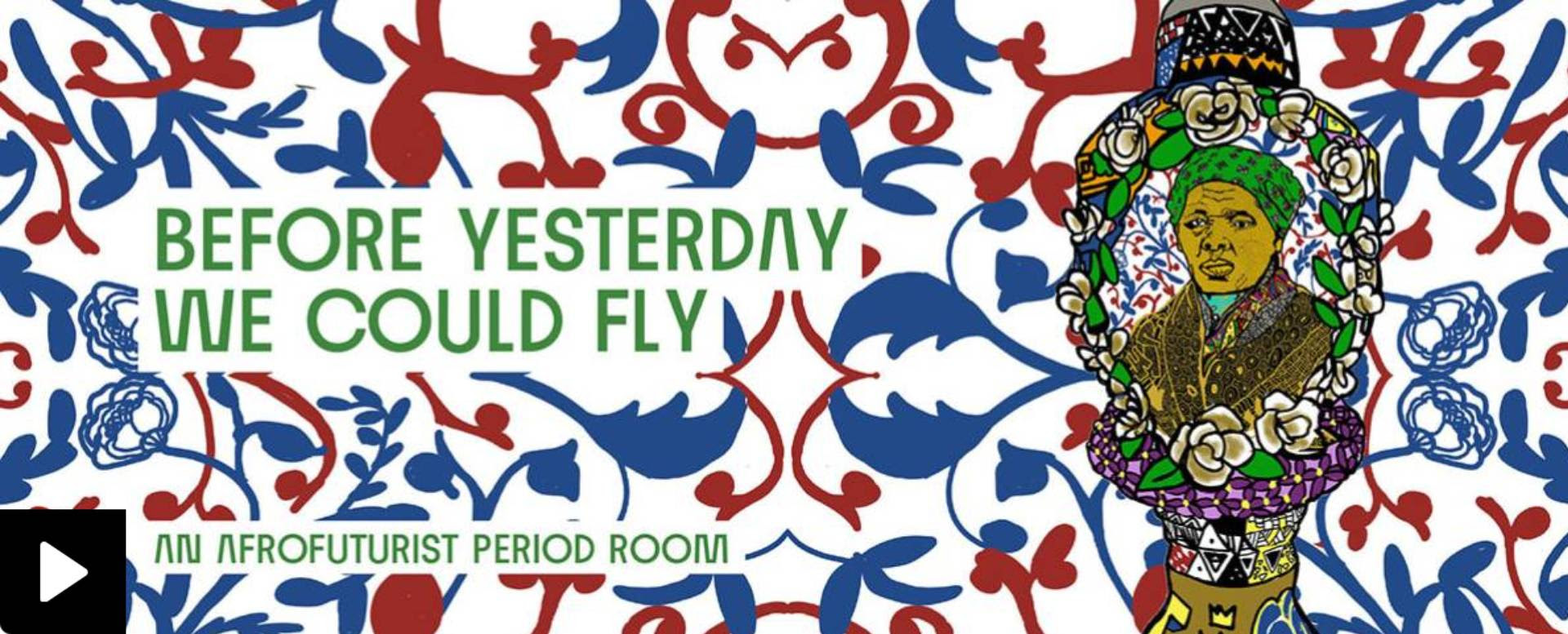 Decorative red and blue digtal illustratrion | Before Yesterday We Could Fly: An Afrofuturist Period Room.