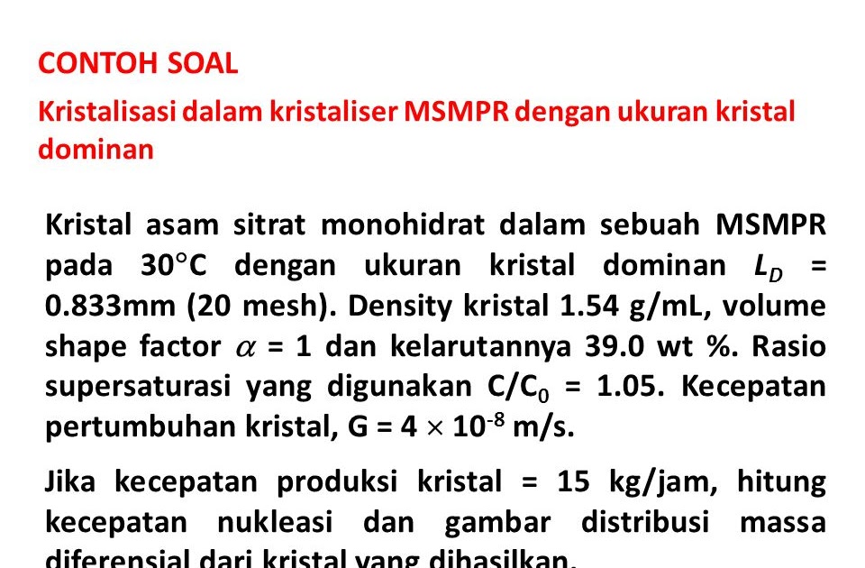 Contoh Soal Kristalisasi - Siswa Populer