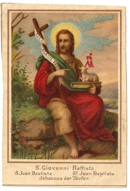 St. John the Baptist with Cross & Lamb Antique Vintage Italian ...