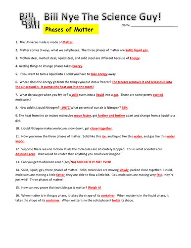 28 Bill Nye The Science Guy Worksheet Answers - Free ...