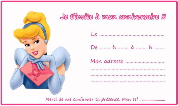 Carte Invitation Anniversaire Princesse Disney Nanaryuliaortega Blog