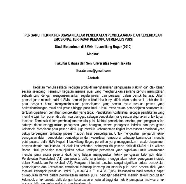 Contoh Artikel Jurnal Pendidikan - Hontoh