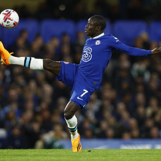 Soccer Football - Premier League - Chelsea v Brentford - Stamford Bridge, London, Britain - April 26, 2023
Chelsea's N'Golo Kante in action Action Images via Reuters/Peter Cziborra EDITORIAL USE ONLY. No use with unauthorized audio, video, data, fixture lists, club/league logos or 'live' services. Online in-match use limited to 75 images, no video emulation. No use in betting, games or single club	/league/player publications. Please contact your account representative for further details.