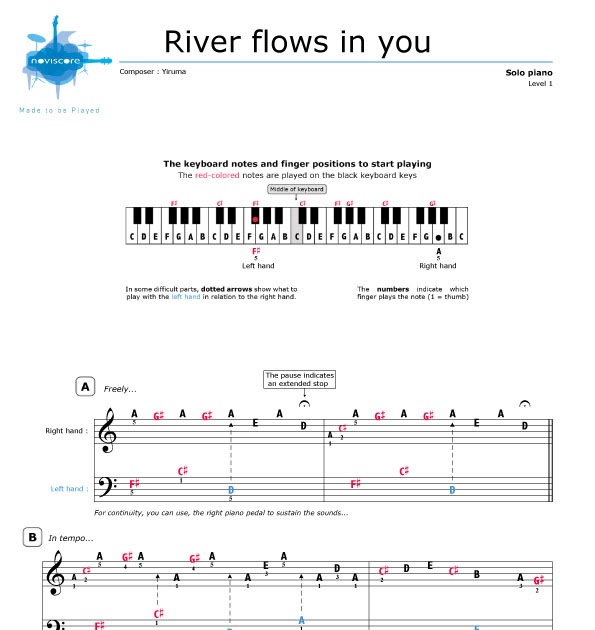 選択した画像 river flows in you piano sheet easy with letters 306460-River