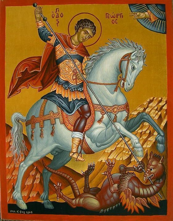 Show full-size image of Saint George the Trophier- MADE TO ORDER Eastern Orthodox Byzantine icon