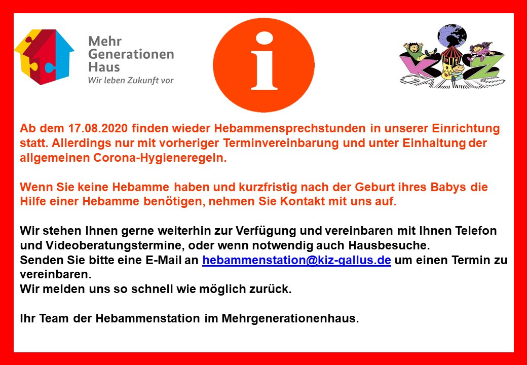 Liebe igel, in der derzeitigen situation sollten sie die hebamme sofort anrufen. Hebammenstation Kinder Im Zentrum Gallus E V
