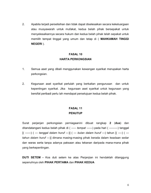 Pdf Contoh Surat Perjanjian Perkongsian Perniagaan ...