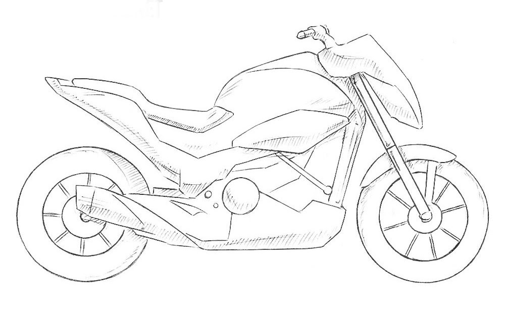 Motorcycle Drawing Tutorial - Motorcycle You