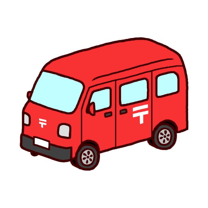 上郵便車 イラスト 美しい花の画像