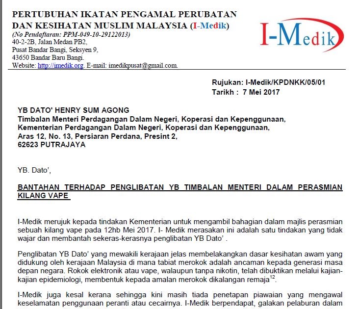 Surat Rasmi Bantahan Pembinaan Kilang - Rasmi X