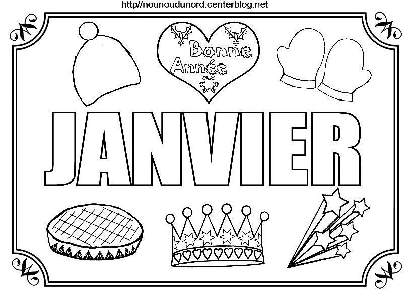 Coloriage Janvier  Coloriage