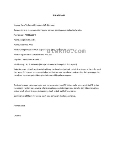 Contoh Surat Rasmi Ganti Rugi - Surat DD