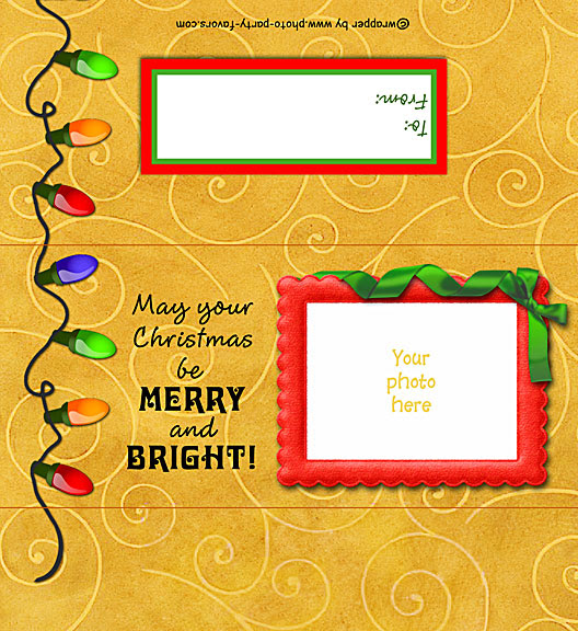 Free printable retro ninja turtle candy bar wrappers. Christmas Lights Photo Candy Bar Wrapper Free Printable Chocolate Bar Wrapper
