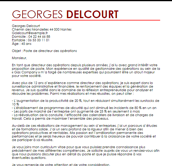 lettre de motivation chargé d'affaire