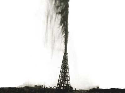 oil derrick gushing