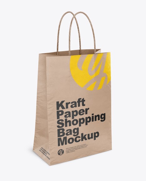 Download Kraft Paper Shopping Bag Mockup - Half Side View