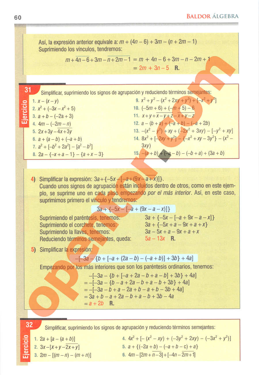Luego inicalmente el estado económico de pedro es 60 bs. Algebra De Baldor Pagina 60