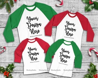 Download Matching Family Christmas Raglan Mockup, Unisex Women Teen ...