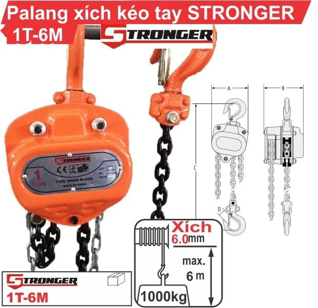 Pa lăng xích kéo tay 1 tấn Stronger